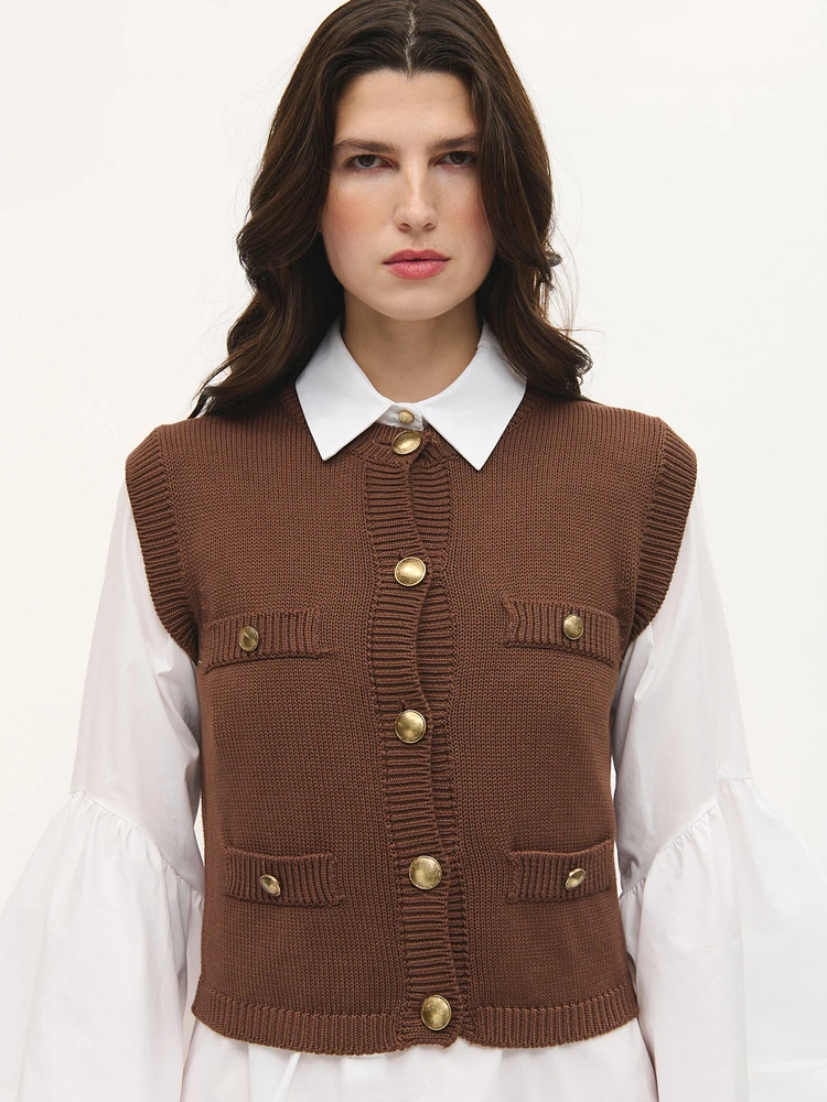Cardigan en tricot sans manches