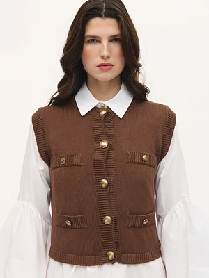 Cardigan en tricot sans manches