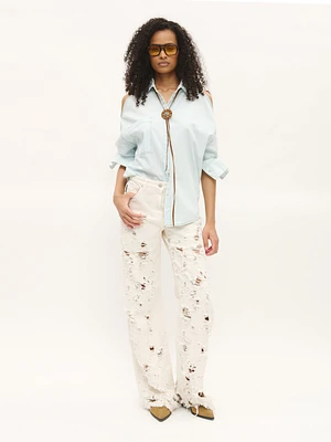 Chemise en jean découpée