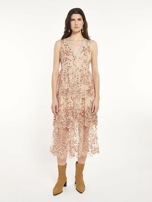 Embellished Floral Tulle Dress