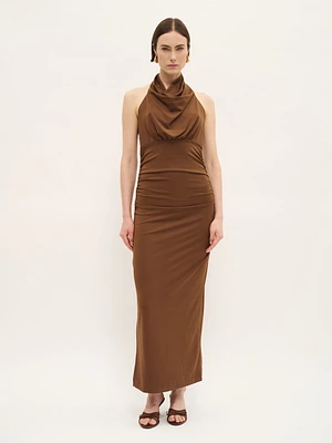 Draped Halter Maxi Dress