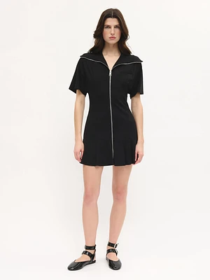 Front Zipper Mini Dress