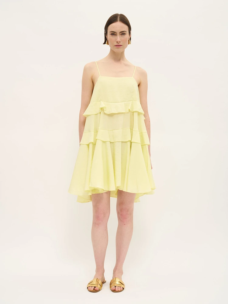 Mini-robe à volants et en sorbet citron