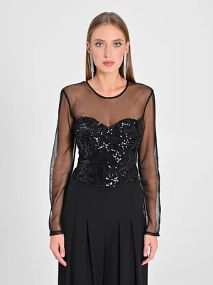 Sequined Bustier Top
