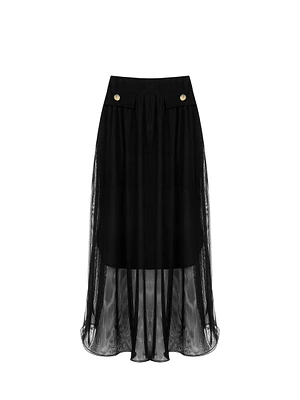Jupe mi-longue transparente