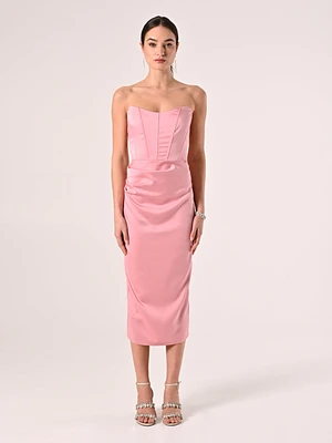 Robe bustier mi-longue en satin