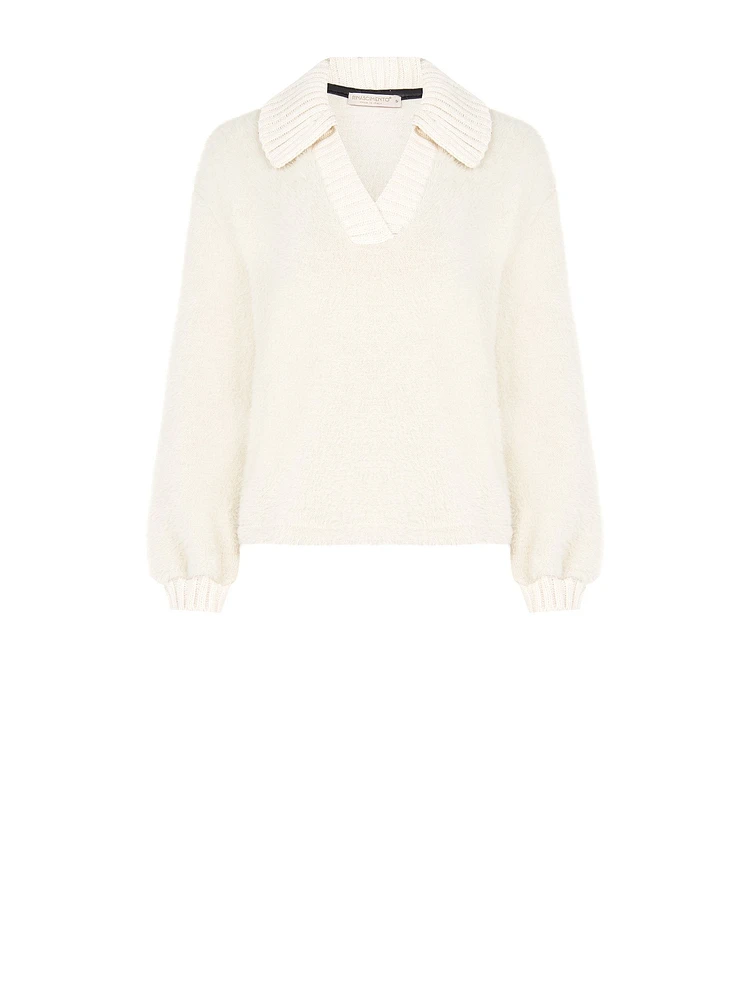 Pull texturé à col en V