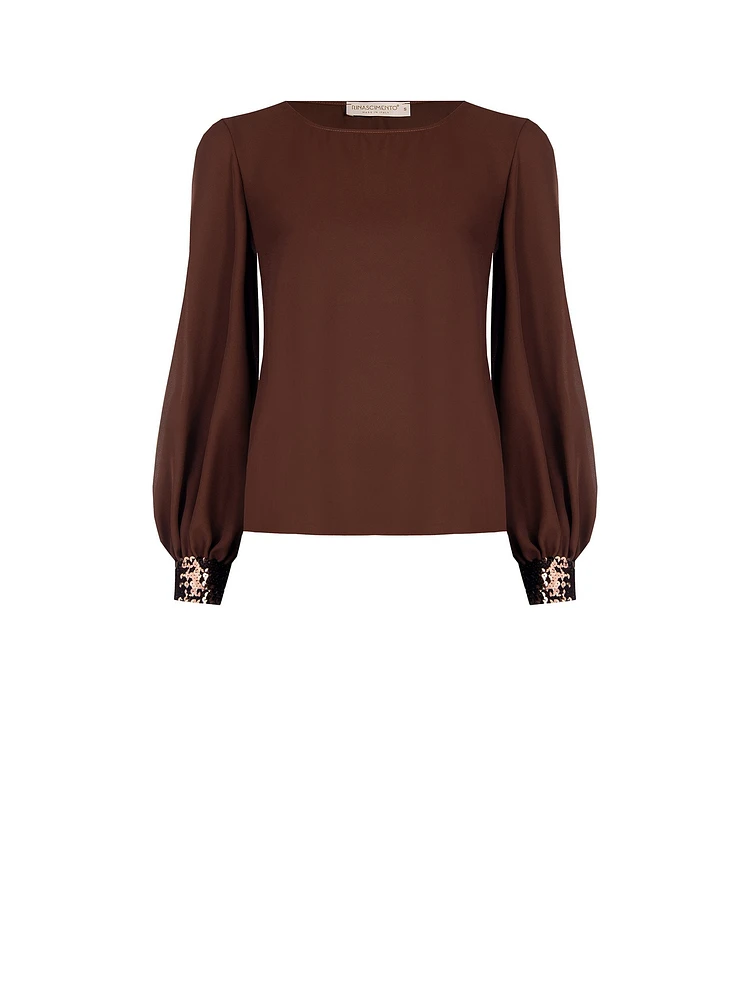 Sequin Cuff Blouse
