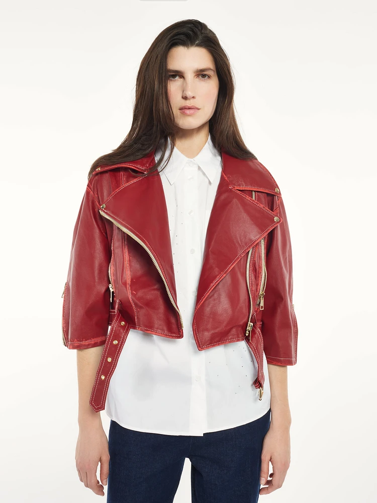 Veste en cuir vieilli
