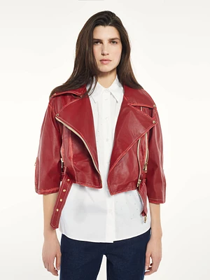 Veste en cuir vieilli