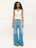 Rhinestone Embellished Jeans