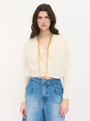 Cardigan bi-matière
