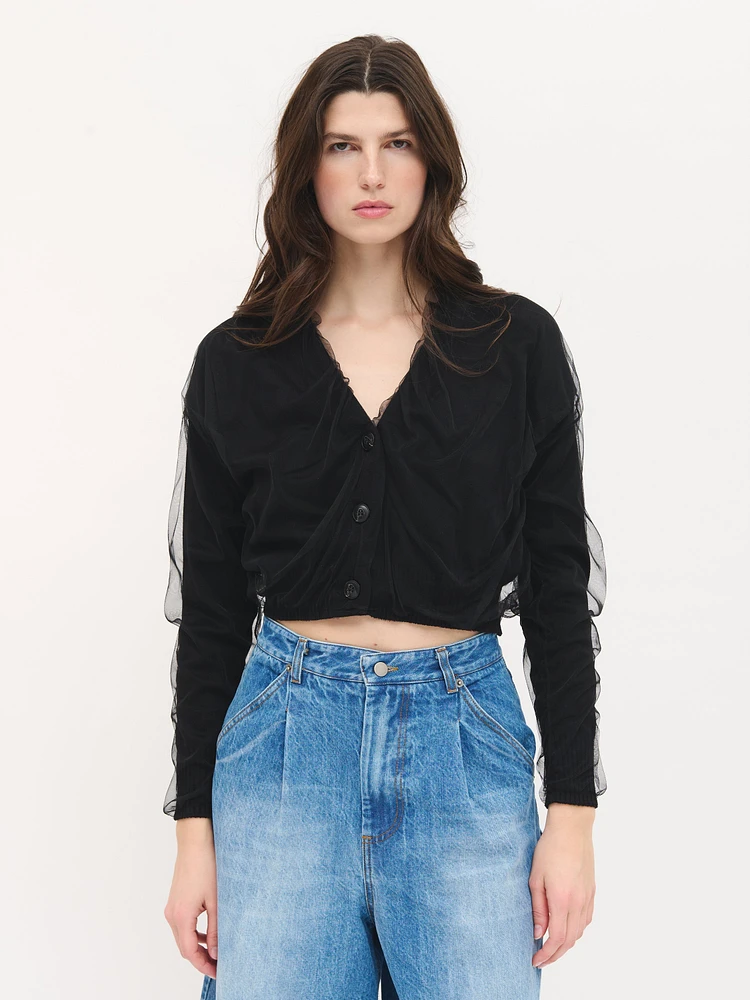 Dual Fabric Cardigan