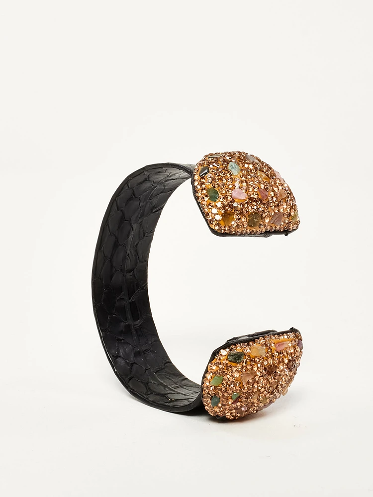 Faux Leather Cuff with Stone Embelishment
