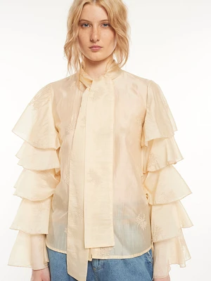 Embroidered Ruffled Blouse