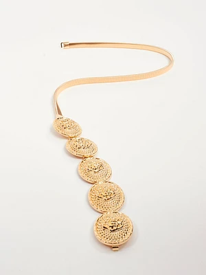 Skinny Waist Belt with Rosette Detail Chain