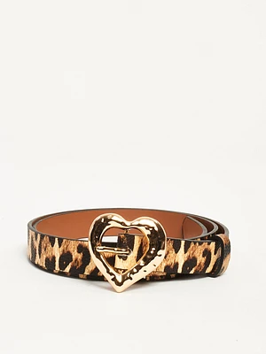 Leopard Print Heart Belt