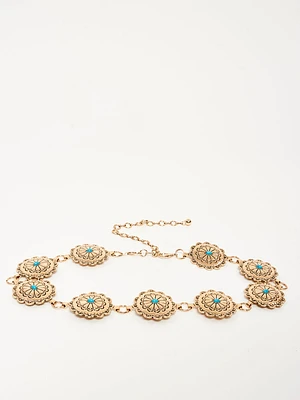 Embellished Rosette Chained Belt