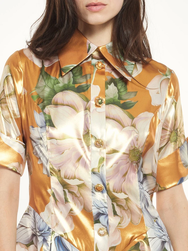 Floral Mini Metallic Dress