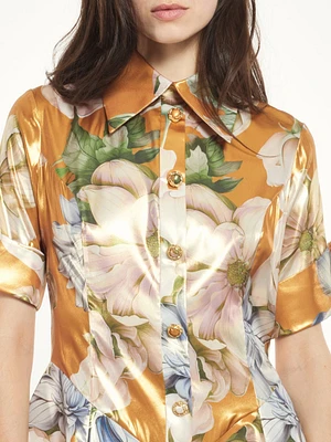 Floral Mini Metallic Dress