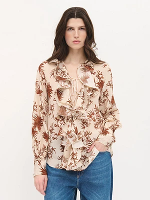 Semi-Sheer Ruffled Blouse