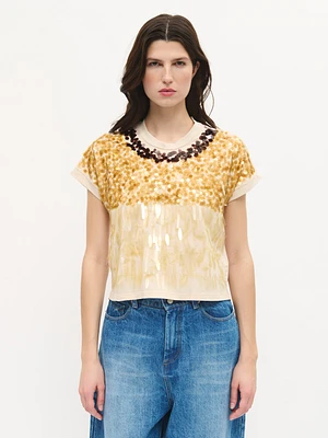 T-shirt à paillettes dégradées