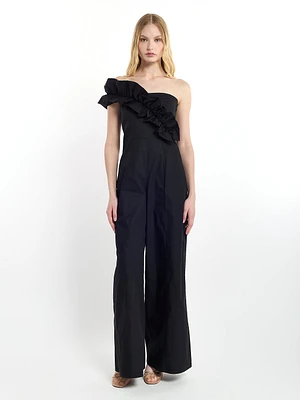 Jumpsuit with Asymmetrical Ruffle