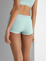 Women's Second Skin Boyshort, Lace Waist