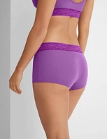 Women's Second Skin Boyshort, Lace Waist
