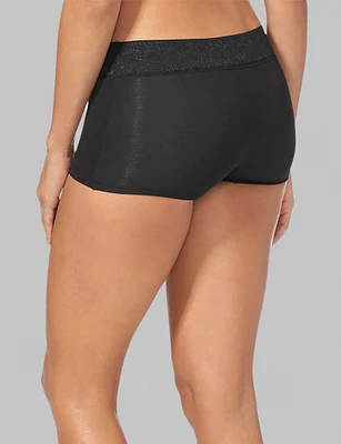 Women's Second Skin Boyshort, Lace Waist