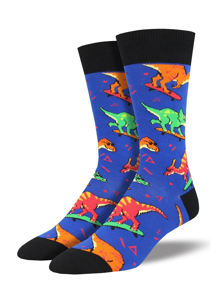 Socksmith - Skate Or Dinosaur - Blue - Crew - Men's