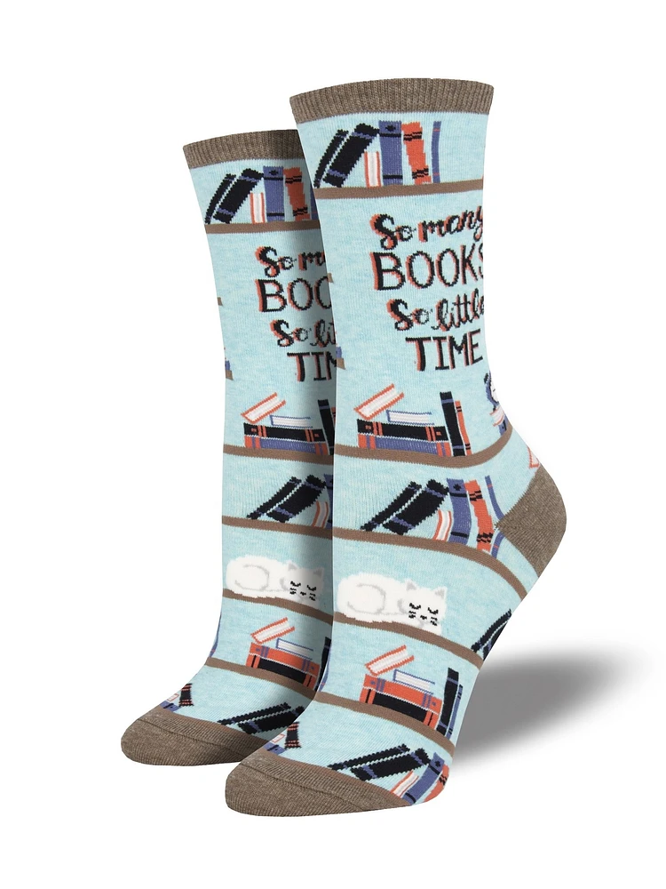 Socksmith - Time For A Good Book - Blue Heather - Crew - Women's