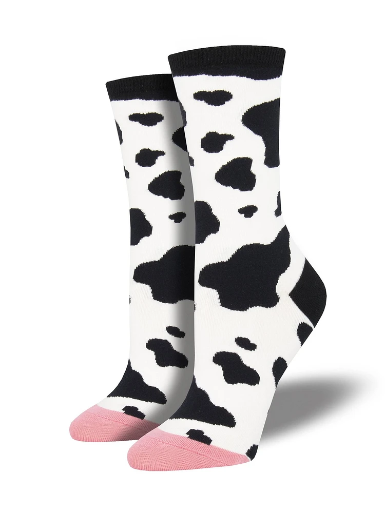 Socksmith - Moooo! - White - Crew - Women's