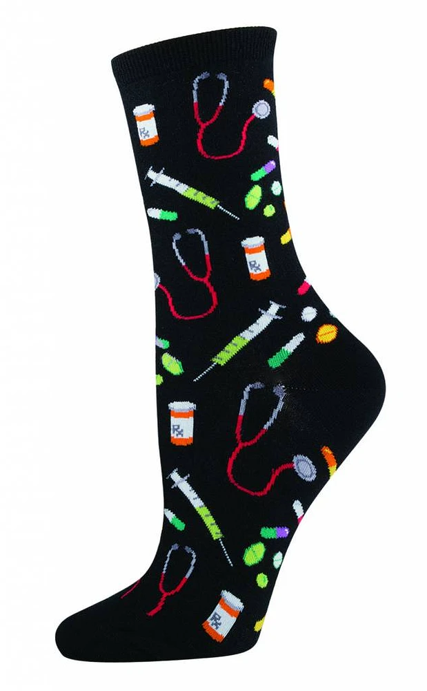 Socksmith - Meds - Black - Crew - Women's