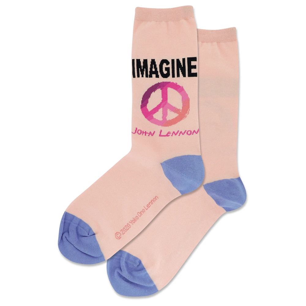Hot Sox - John Lennon Imagine - Blush - Crew - Women's
