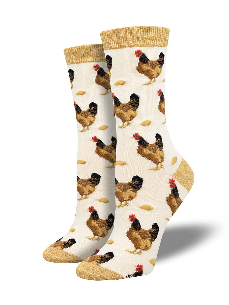Socksmith - Bamboo - Which Came First? - Ivory Heather - Crew - Women's