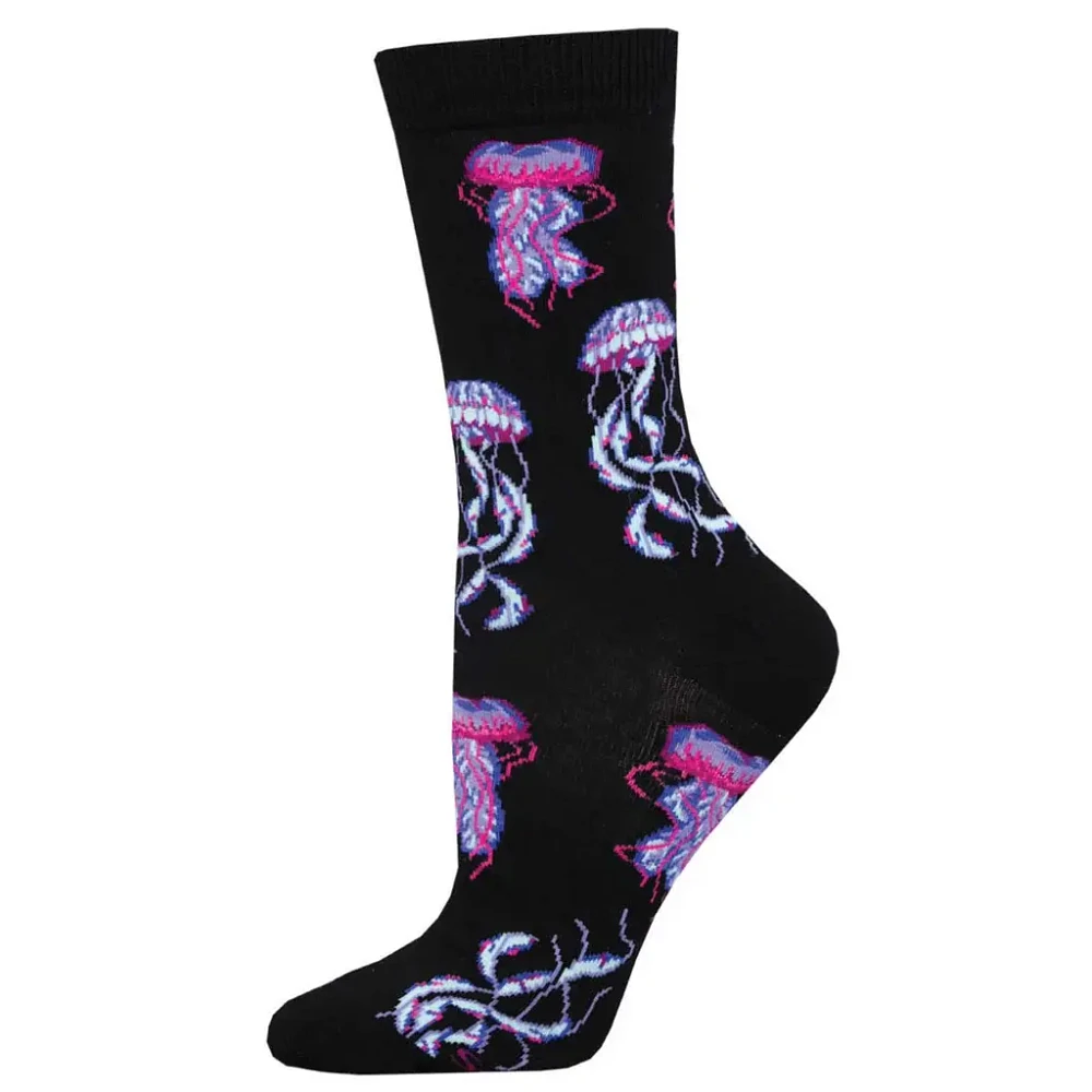 Socksmith - Bamboo - Deep Sea Jellies - Black - Crew - Women's