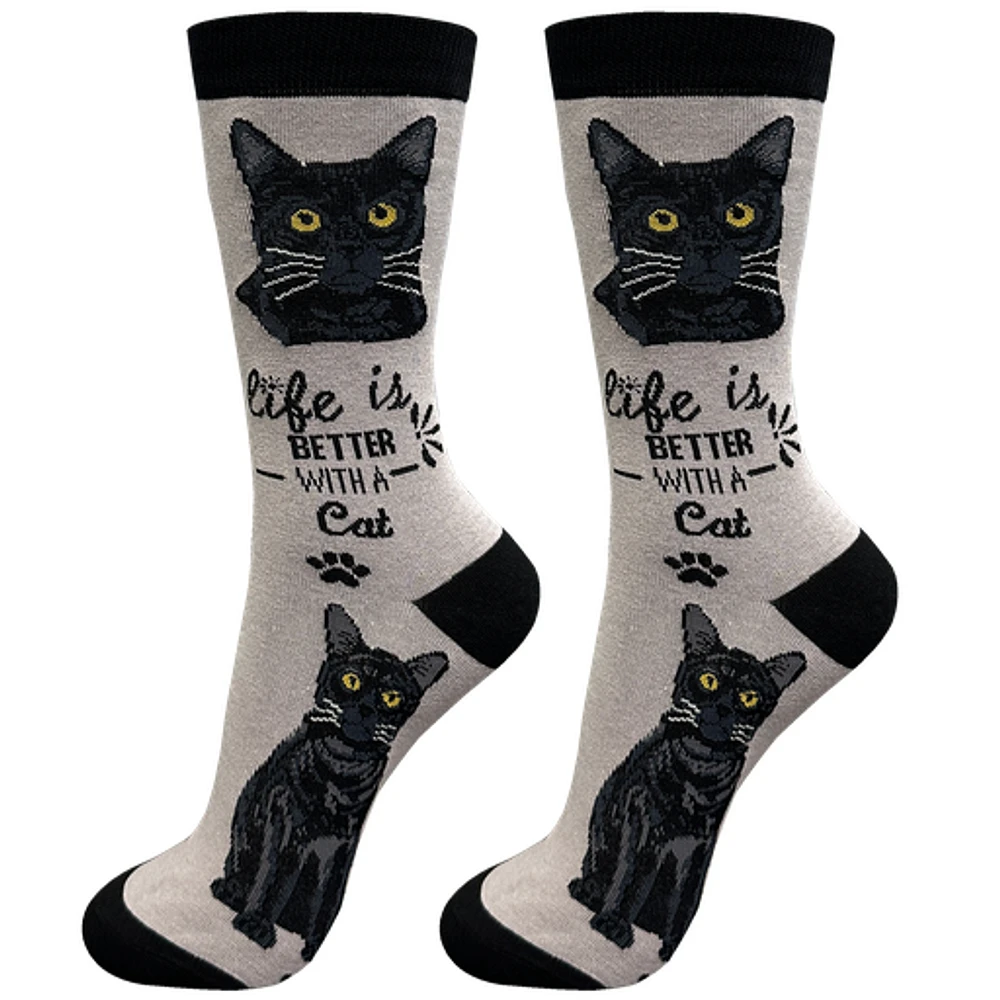 LIFE IS BETTER - Black Cat - Crew - OSFM