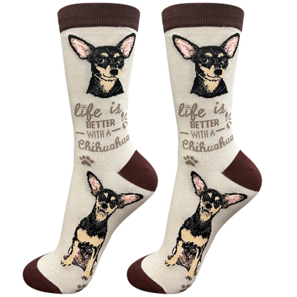 LIFE IS BETTER - Black Chihuahua - Crew - OSFM
