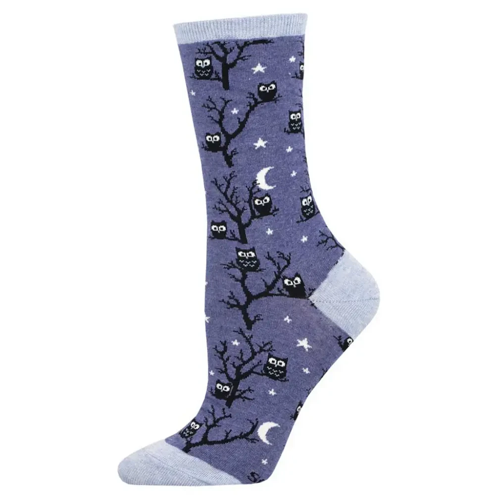 Socksmith - Don't Give A Hoot - Denim Heather - Crew - Women's
