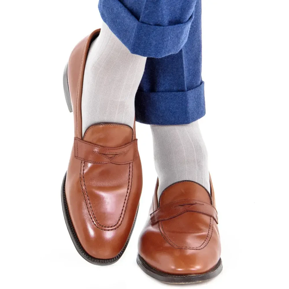Dapper Classics - Ash Solid Ribbed - Cotton - Over The Calf