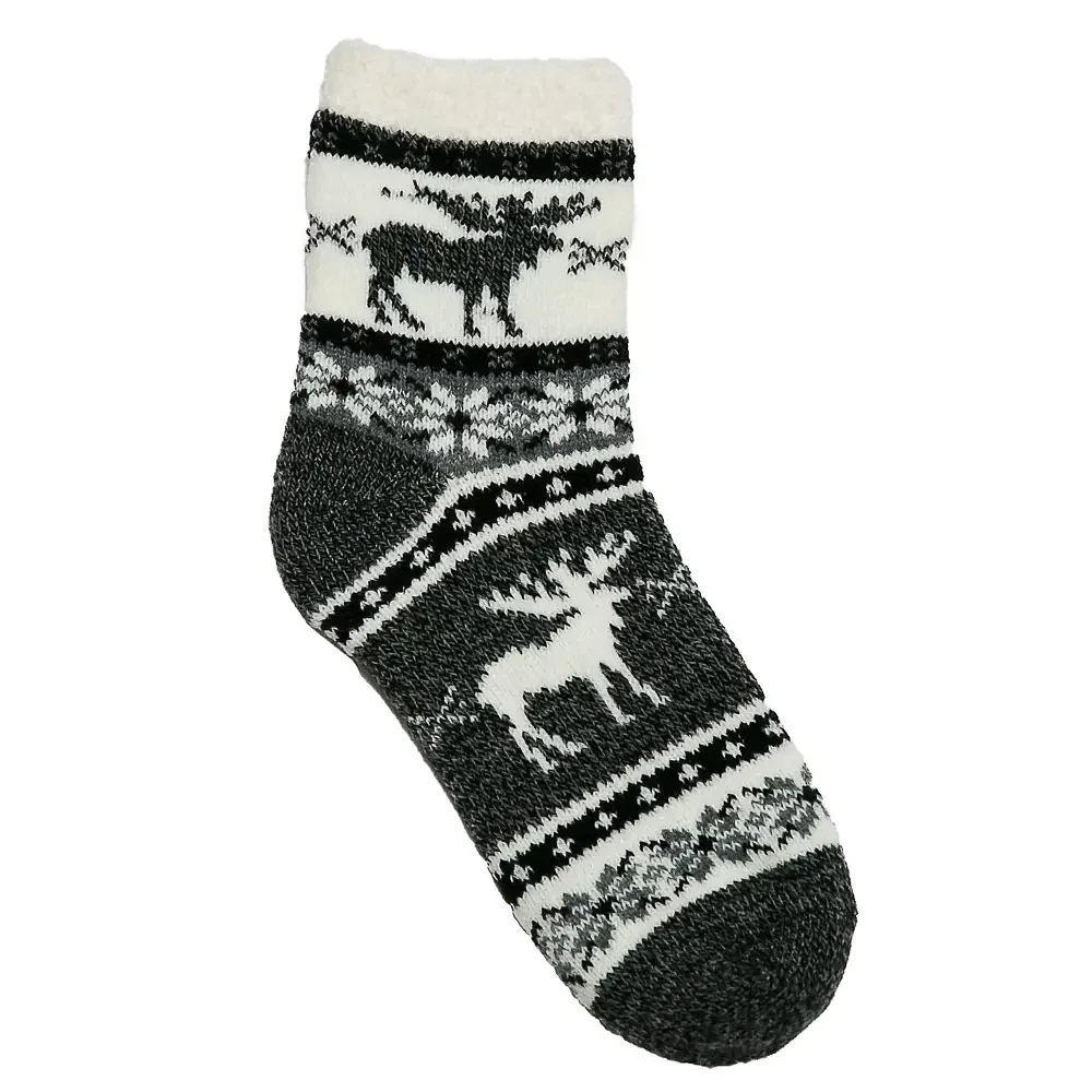 TOP IT OFF - Wintry Holiday Sock - Moose - Gray - One Size