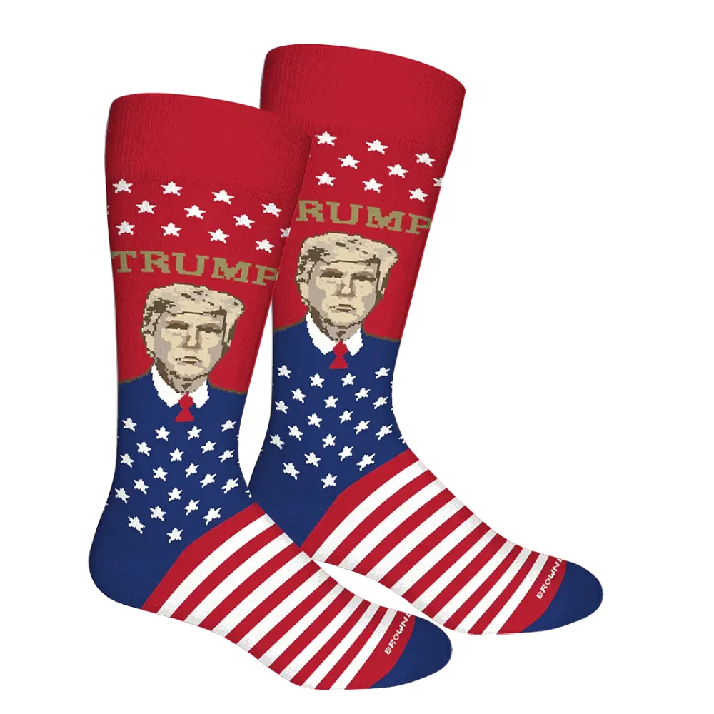 Brown Dog Hosiery - Trump 45/47 Portrait - Red - Men's