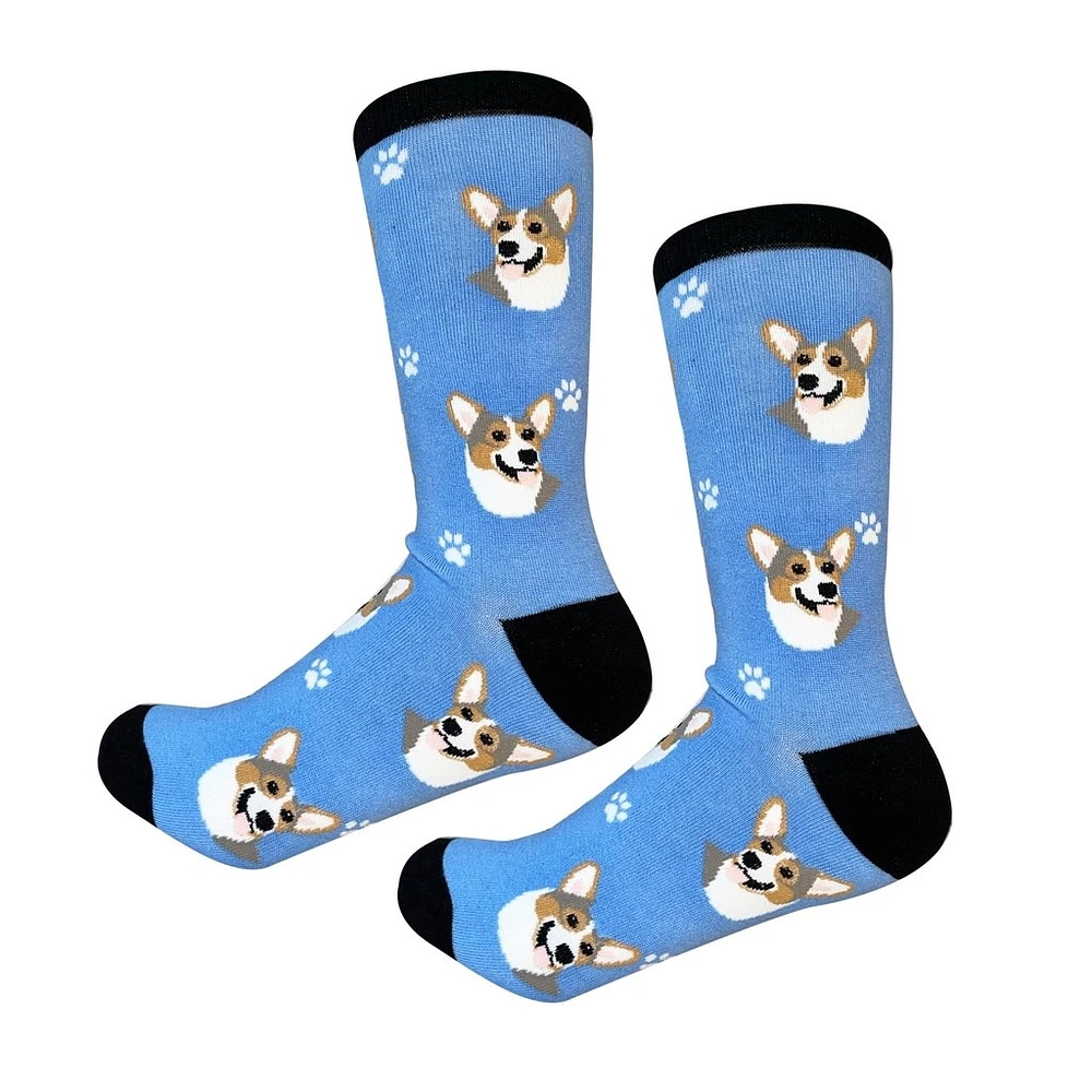 Sock Daddy - Welsh Corgi - Blue - Crew