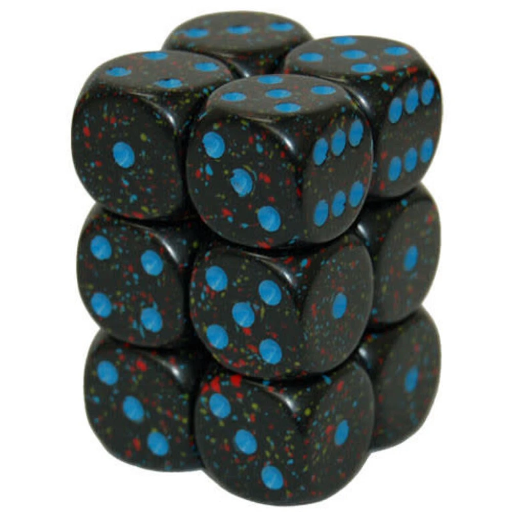 12 dés 6 16mm picotés ''Blue Stars''