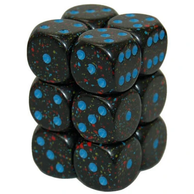 12 dés 6 16mm picotés ''Blue Stars''