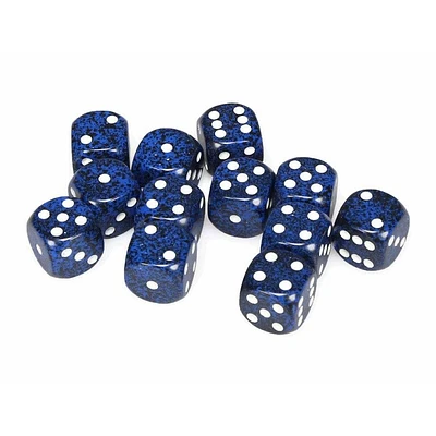 12 dés 6 16mm picotés ''Stealth''