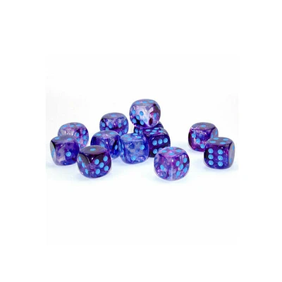 36 dés 6 12mm Nebula Luminary nocturne avec chiffres bleus