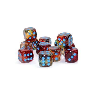 36 dés 6 12mm Nebula Luminary primaire avec chiffres bleus