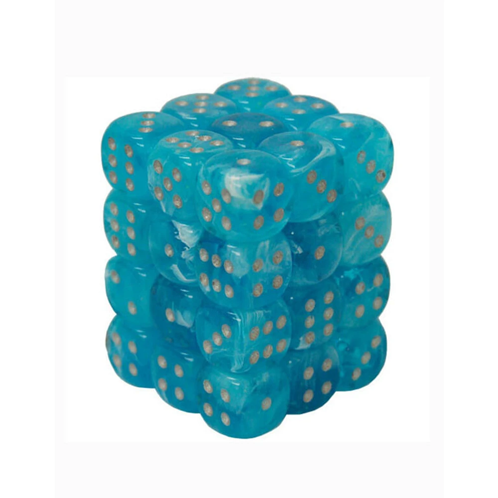 36 dés 6 12mm Luminary Ciel avec points argent
